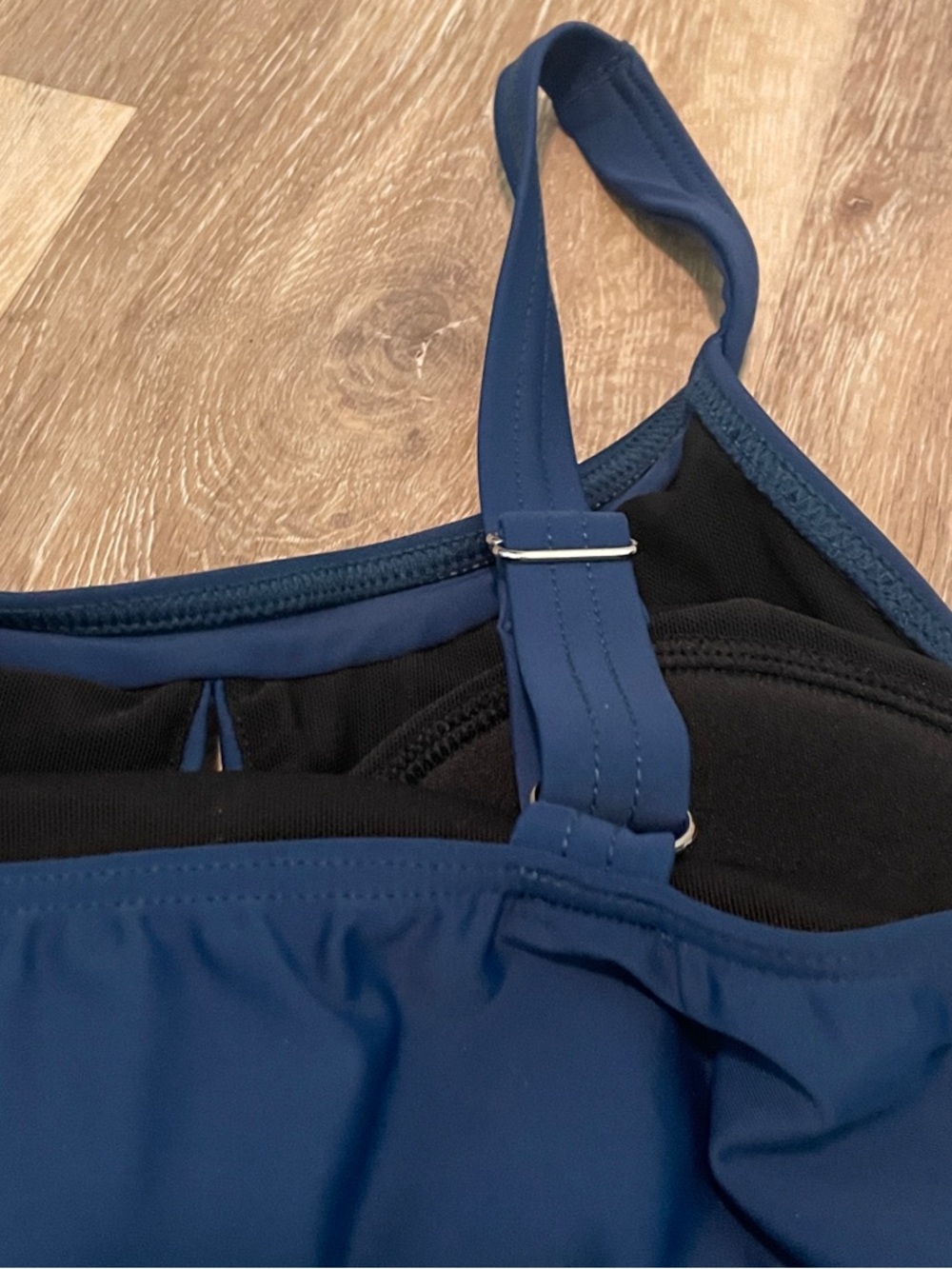 BLOOMCHIC Solid Keyhole Elastic Waist Gathered One Piece Swimsuit 12 Stone NWT - Picture 9 of 10